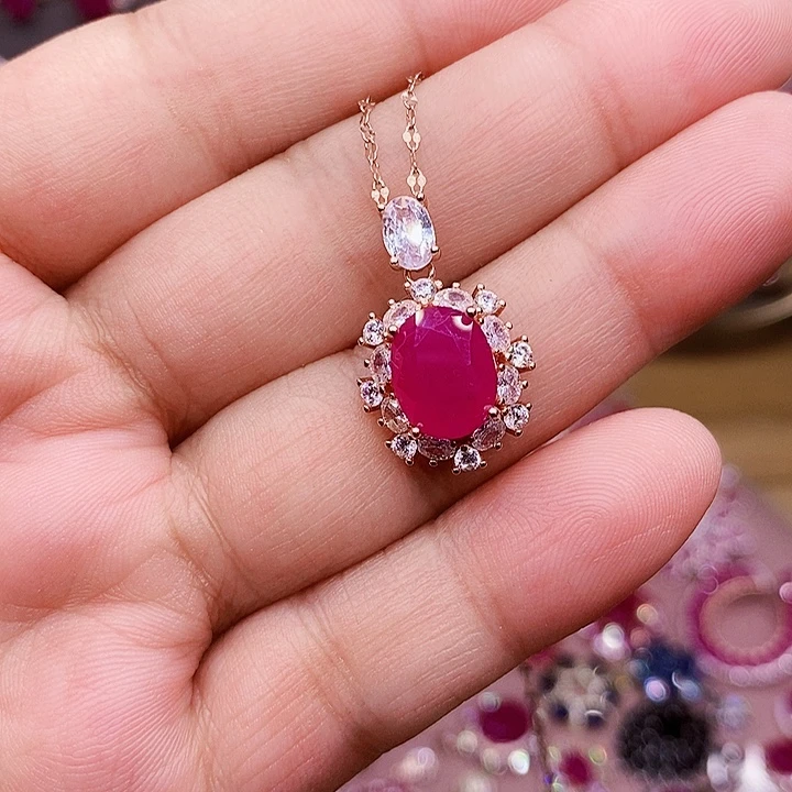 颈饰银S925镶嵌红宝石