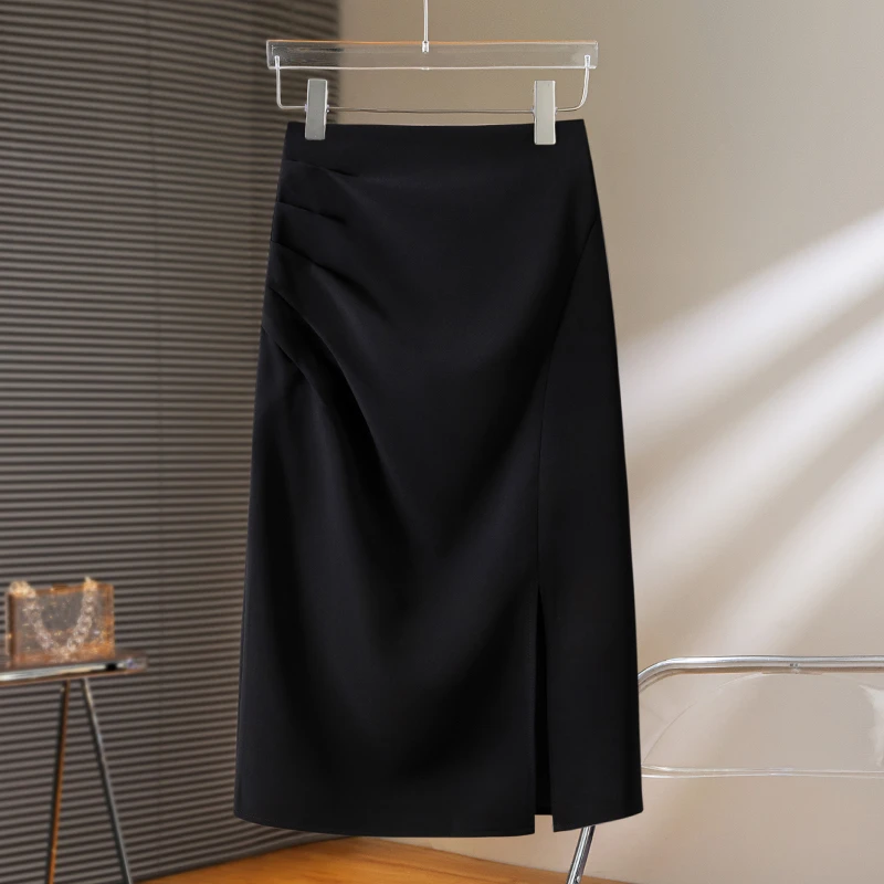 拉夏贝尔垂坠感开叉半身女夏季薄款半身裙老钱风松弛感女装