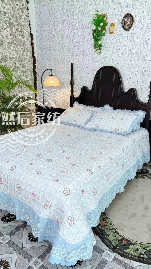 A类亲肤三件套床盖 可机洗水洗