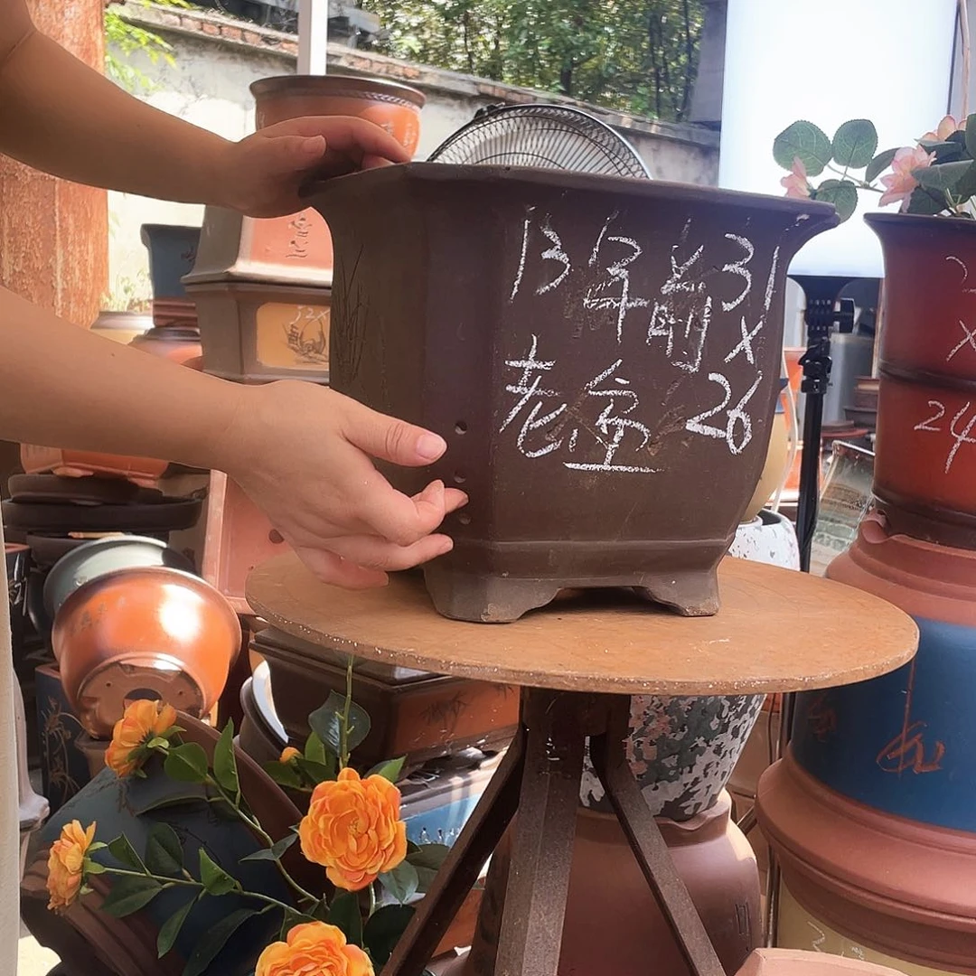 31切角四方花盆紫砂
