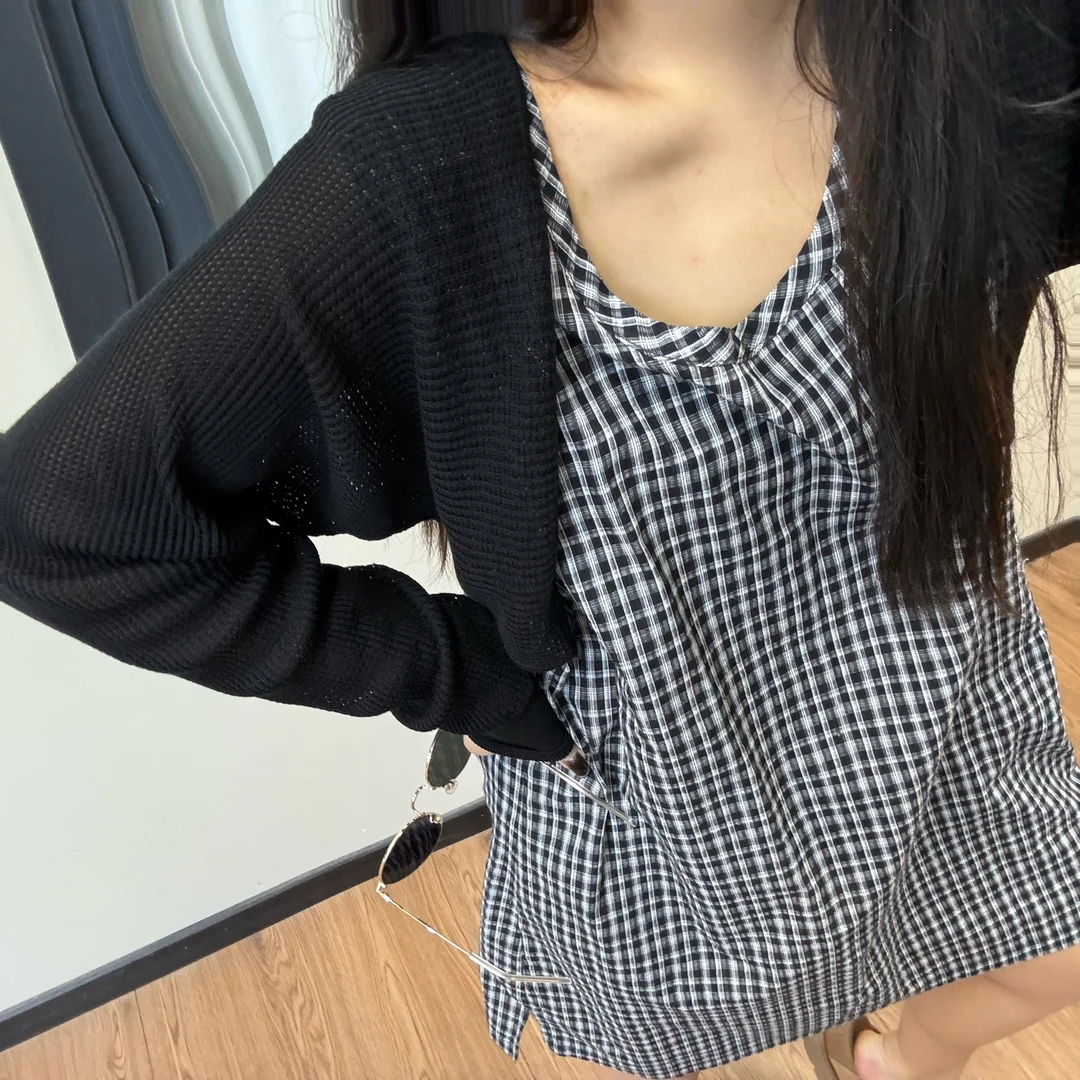 『LZZ』2025夏时尚宽松百搭显瘦大版遮肉显瘦极简风披肩小开衫