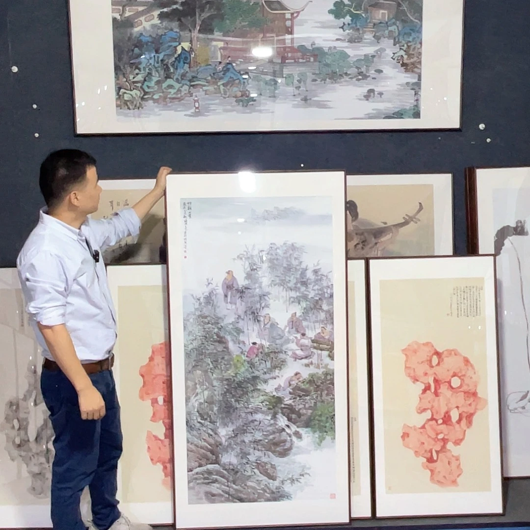 无****国画手绘画作品带框