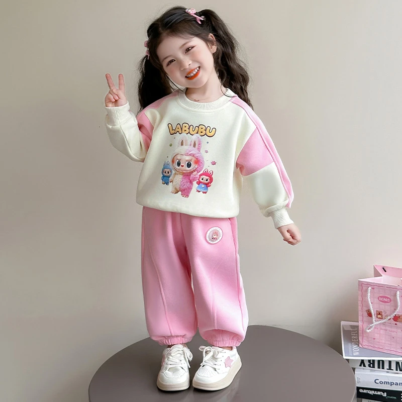 女童套装春秋装2025新款洋气儿童拉布布女宝宝卫衣两件套网红秋季