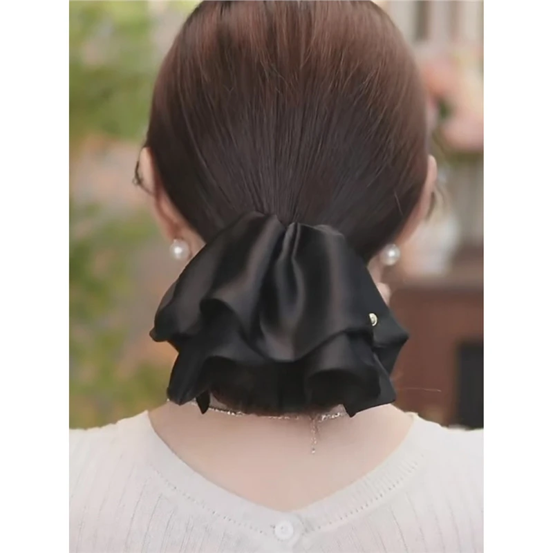 韩式东大门爆款高级感缎面重工裙摆马尾夹显发量气质小抓夹女发夹