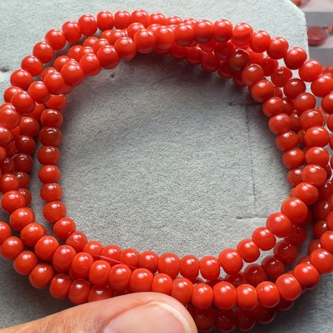 南红玛瑙天然原矿苹果圆多圈手串未镶嵌