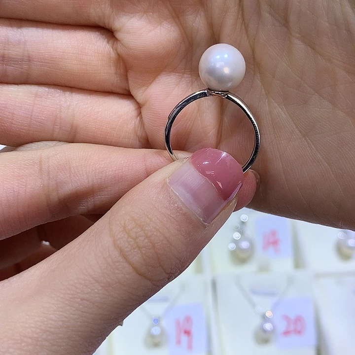 银S925镶嵌淡水珍珠颈饰淡水9～10