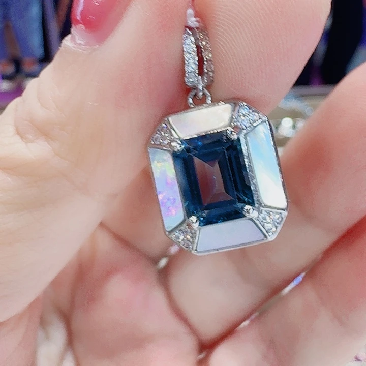 颈饰托帕石银S925镶嵌