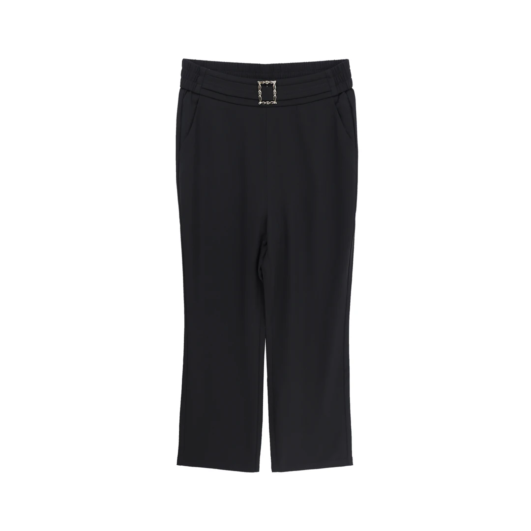 E7593时尚舒适百搭女士简约直筒休闲裤