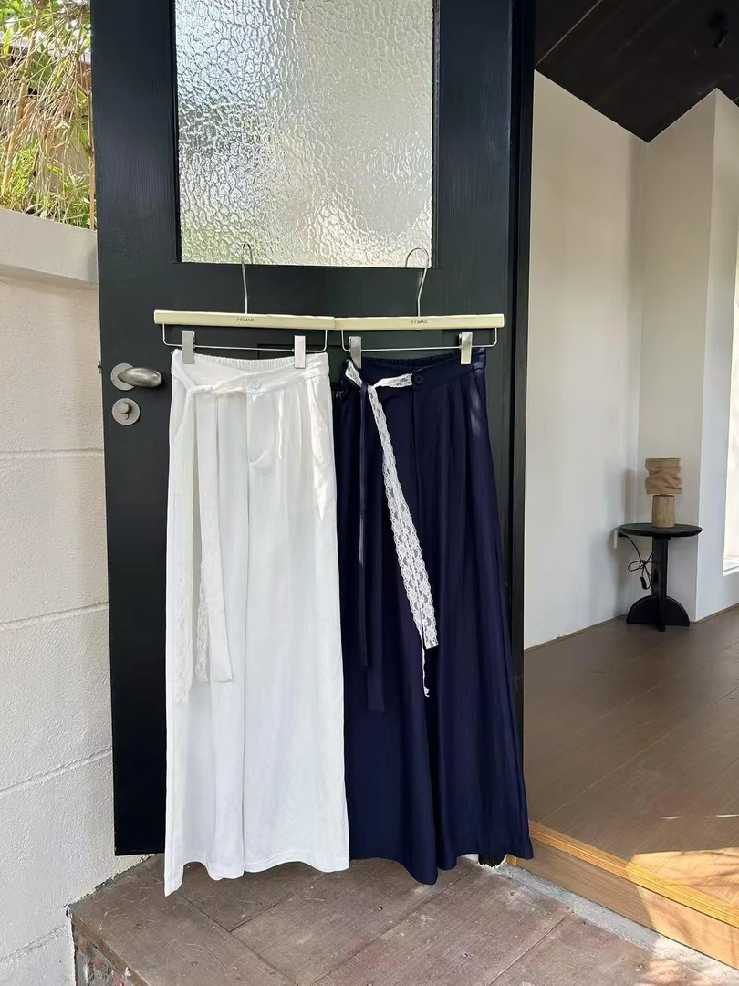 【好穿到爆！】26206 夏季高腰斜边绑带蝴蝶结高级感宽松拖地阔腿裤