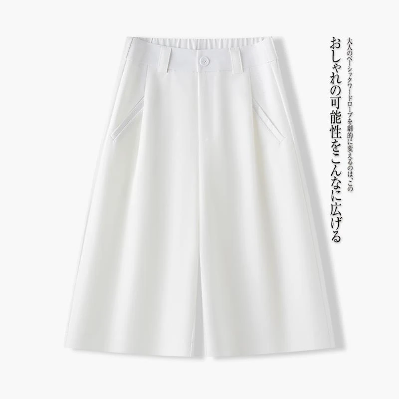 时尚短裤女款爆款2025新款宽松显瘦a字阔腿裤小个子西装五分裤子