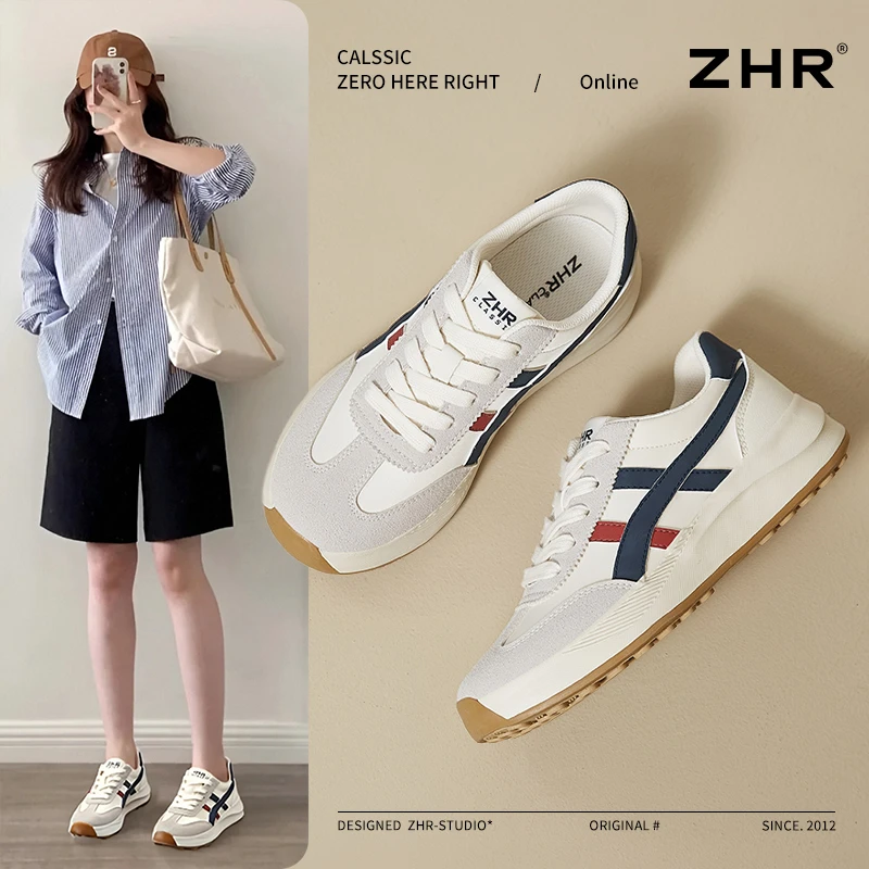 ZHR则则厚底运动休闲鞋2025春季新款时尚百搭老爹鞋复古德训鞋女
