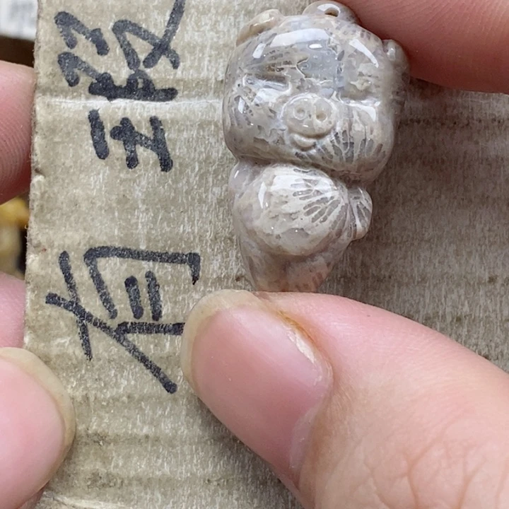 颈饰未镶嵌硅化珊瑚（珊瑚玉）老*