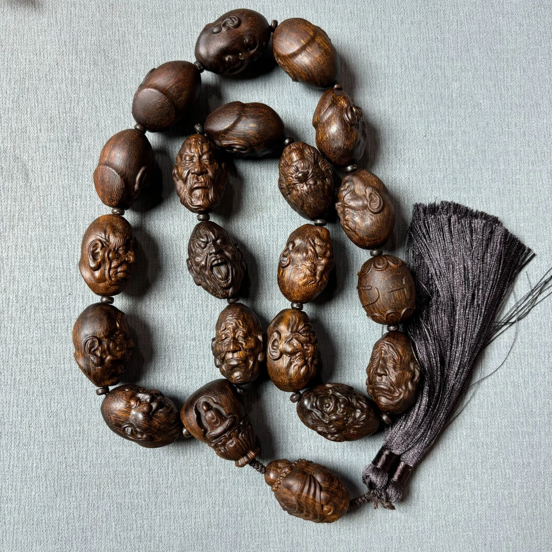 YDJ068 沉香雕刻十八罗汉项链 多样性发一件