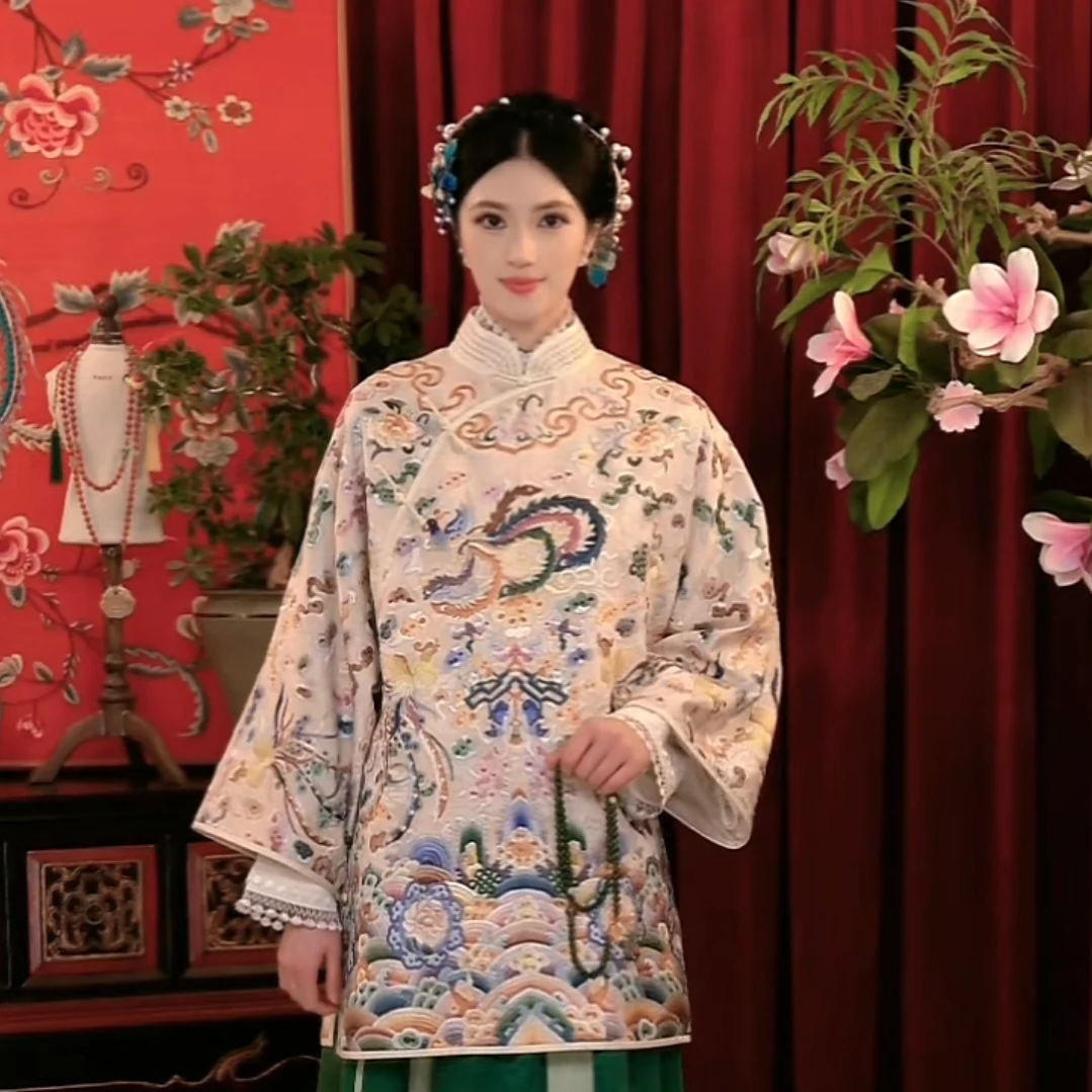 【煜秀堂】“彩瑞裳”吉祥八宝凤凰图传统非遗中式满绣太太服