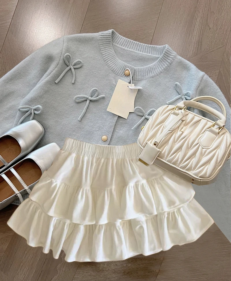 【85】春款上新甜美外套套装毛针织衫裙子套装毛衣套装百褶韩版