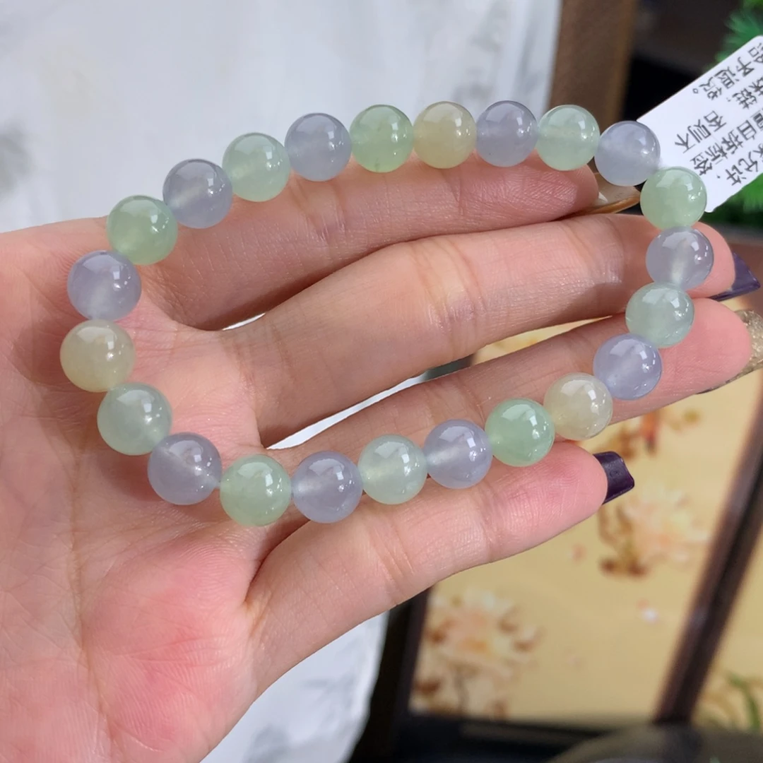 翡翠未镶嵌手串卡8冰胶马卡龙手串
