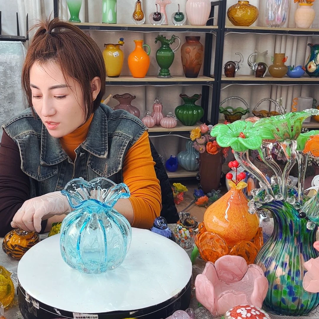 冰蓝钱袋夜光家悦琉璃工艺品