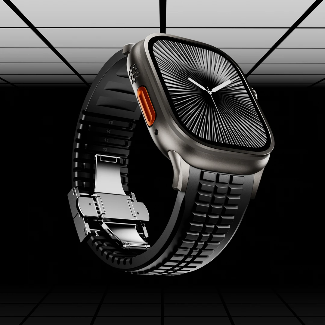 适用AppleWatch硅胶表带Ultra1/2蝴蝶扣创意iwatchS10/9运动防水