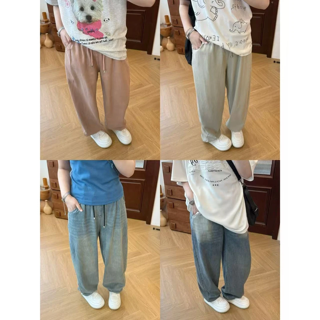 晶咕佳佳【朗姆爵士】美式复古牛仔裤阔腿时尚潮流宽松百搭水洗
