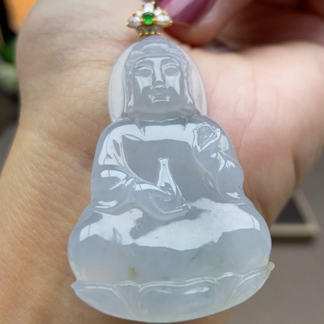 翡翠18K金镶嵌颈饰吊坠19