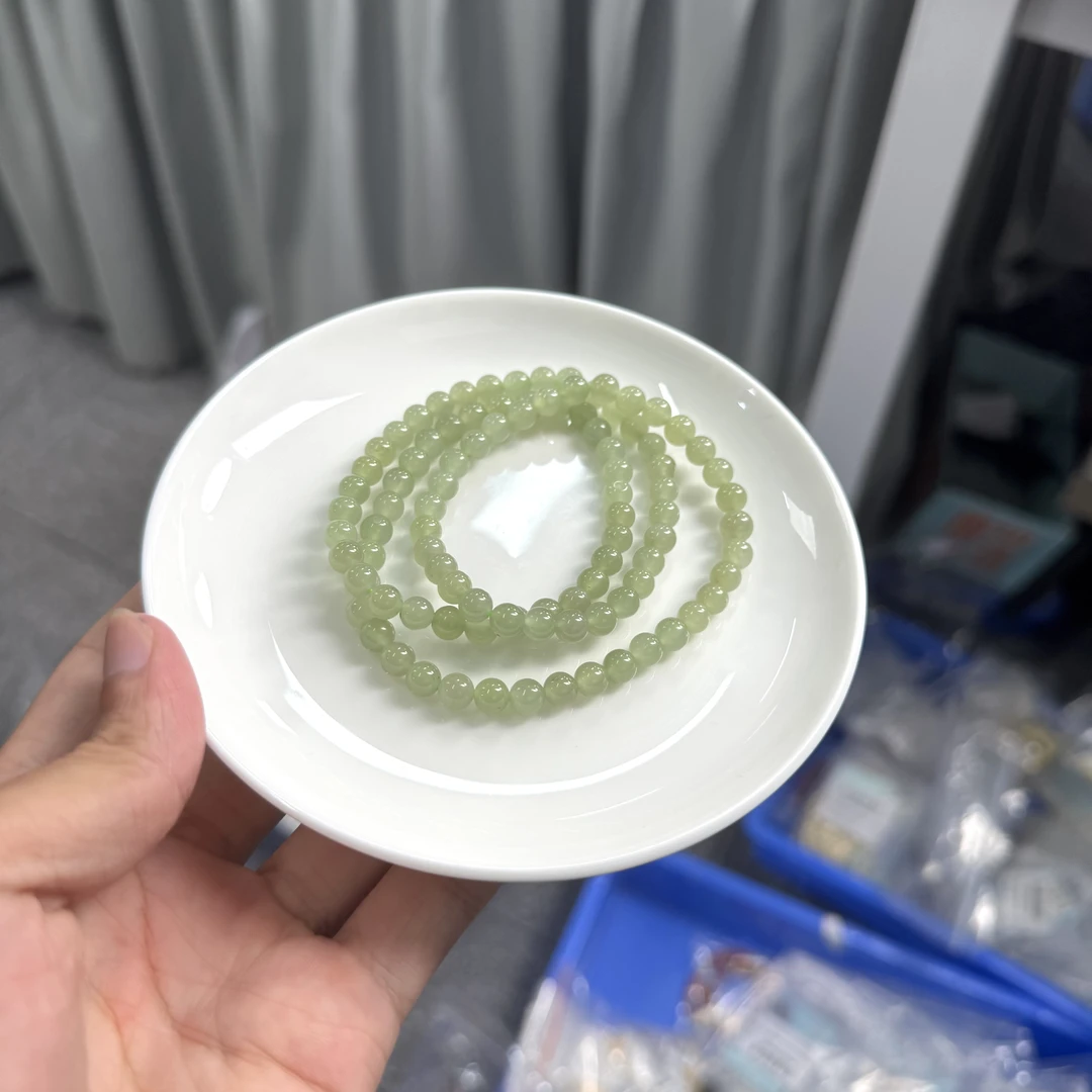 【珠宝厂长】和田玉约6mm圆珠多圈手串(周长约54cm）