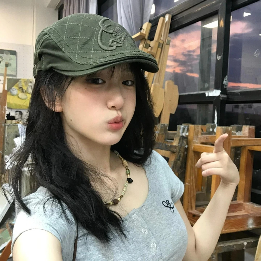 鸭舌帽2025新款绿色刺绣贝雷帽夏季薄款帽子女款遮阳防晒美式帽