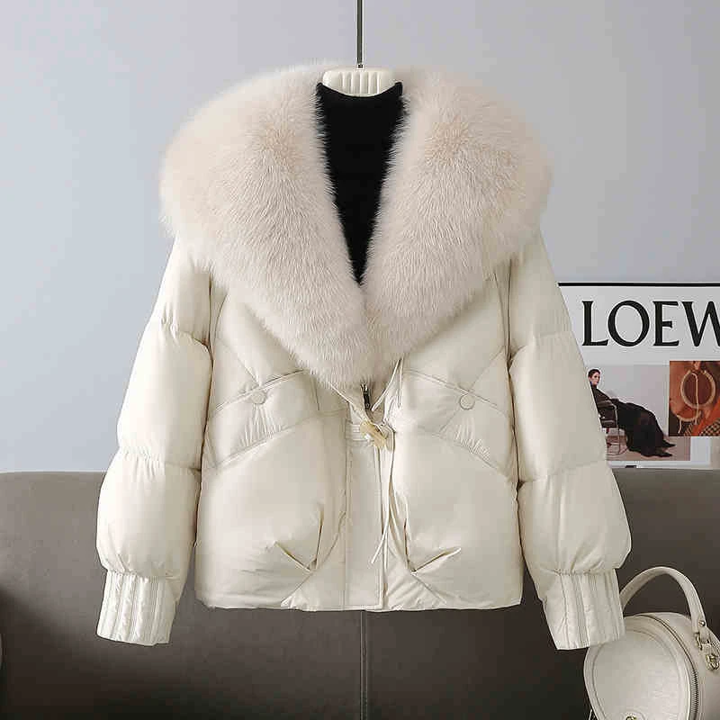 高级感超好看棉服女2024冬季新款保暖加厚可卸毛领宽松面包服外套