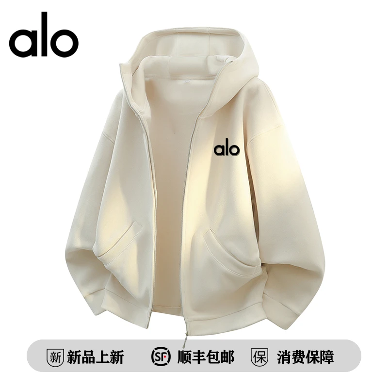 【官方奥特莱斯】alo潮牌 秋季经典百搭时尚休闲运动连帽开衫卫衣男