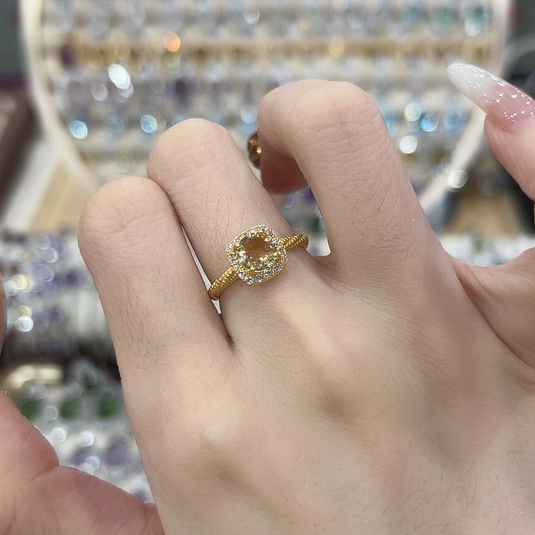 戒指银S925镶嵌黄晶