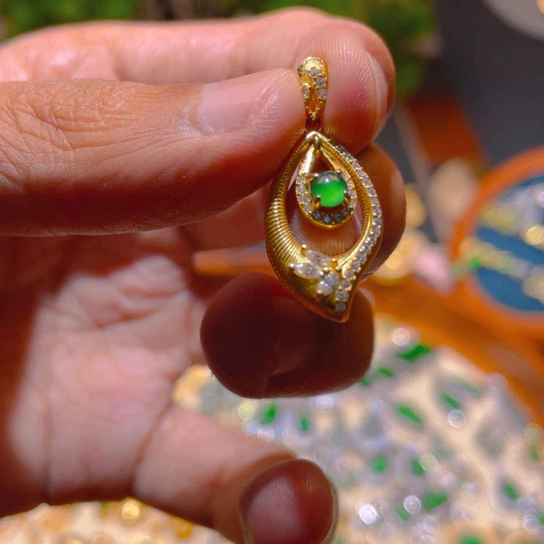 翡翠银S925镶嵌吊坠(不含链)