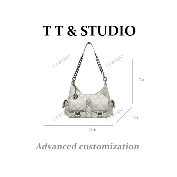 【TT Studio】SD-5197-奶油白RAIN.CUN时尚简约腋下斜跨轻奢女包