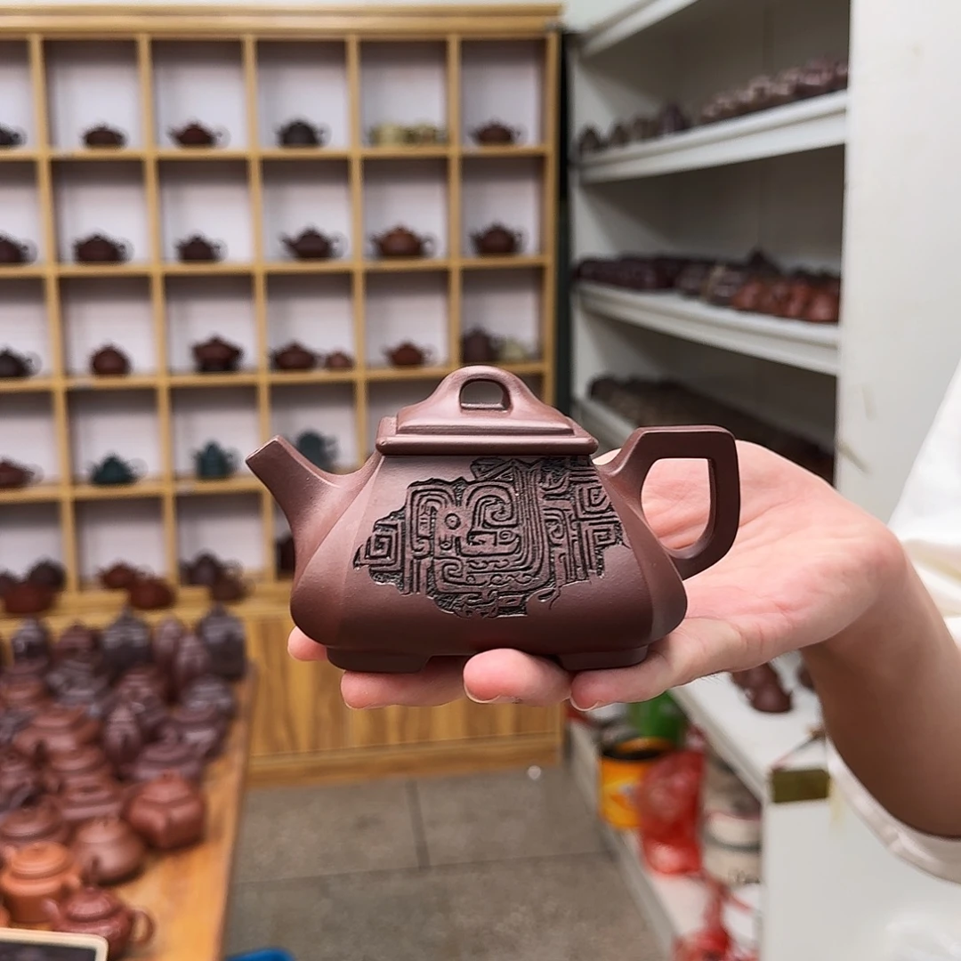 茶壶紫砂四方抽角石瓢260cc