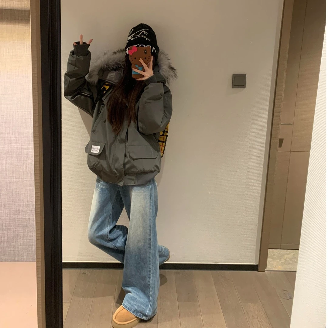 【开心奢品】冬日保暖穿搭棉服女2025年新款大毛领加厚韩系派克服