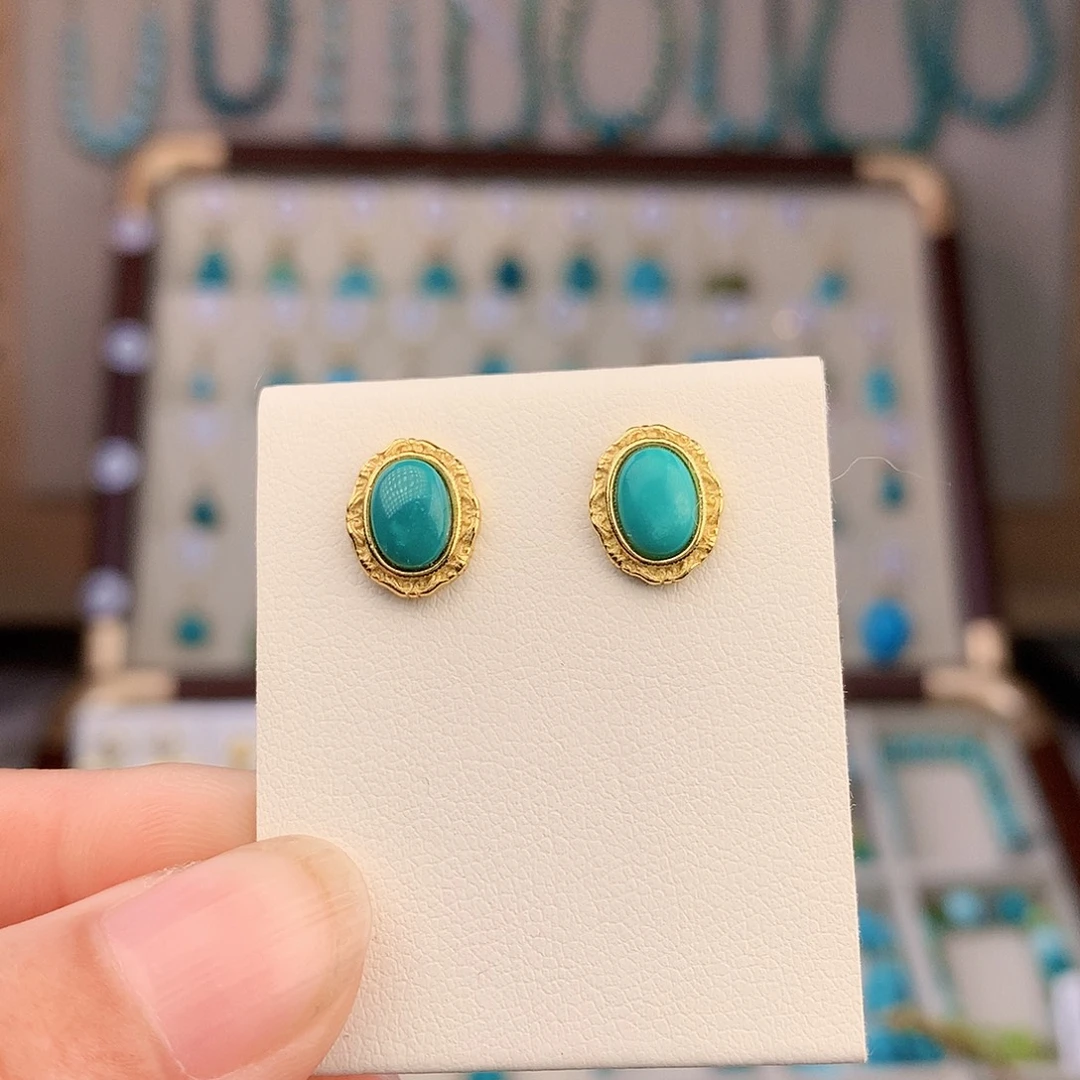 绿松石未镶嵌耳饰