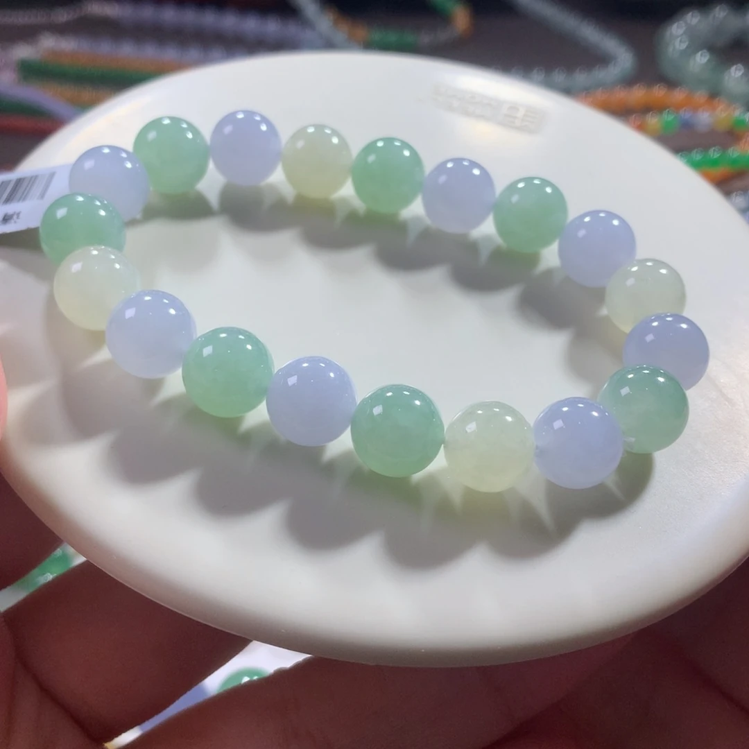 未镶嵌手链翡翠翡翠冰胶底玛卡龙卡10+