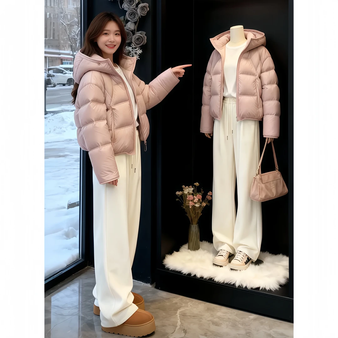 通勤风云朵泡芙连帽龟背女秋冬季2025大码新款设计感保暖棉服外套