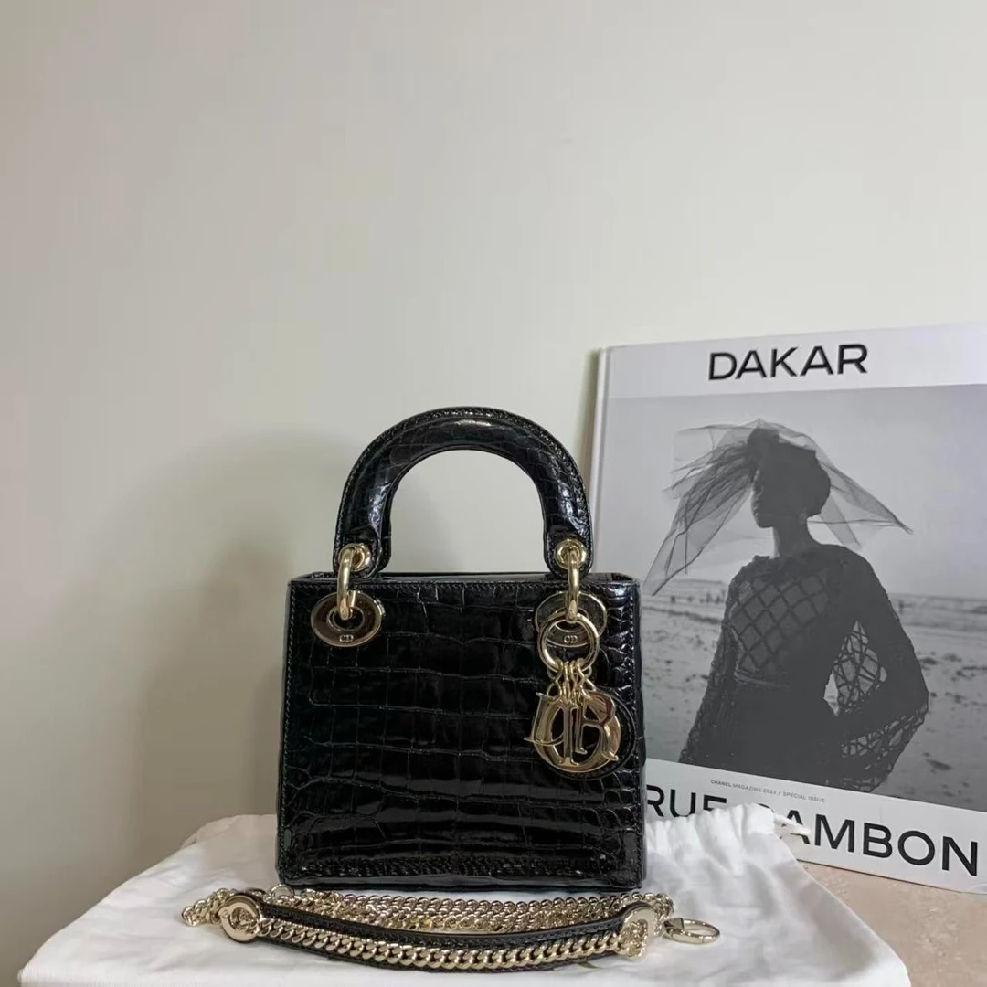 99新 DIOR/迪奥 壹臻/黑金非普皮三格戴妃/12期免息/86225374