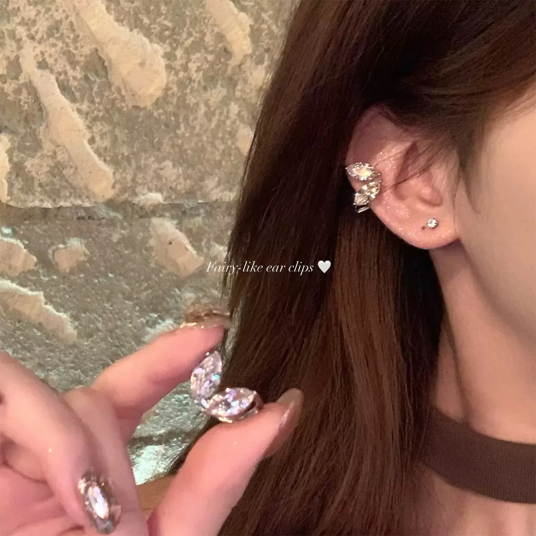 合金耳饰 爆闪锆石精灵耳骨夹女轻奢无耳洞耳夹耳饰漂亮气质耳环