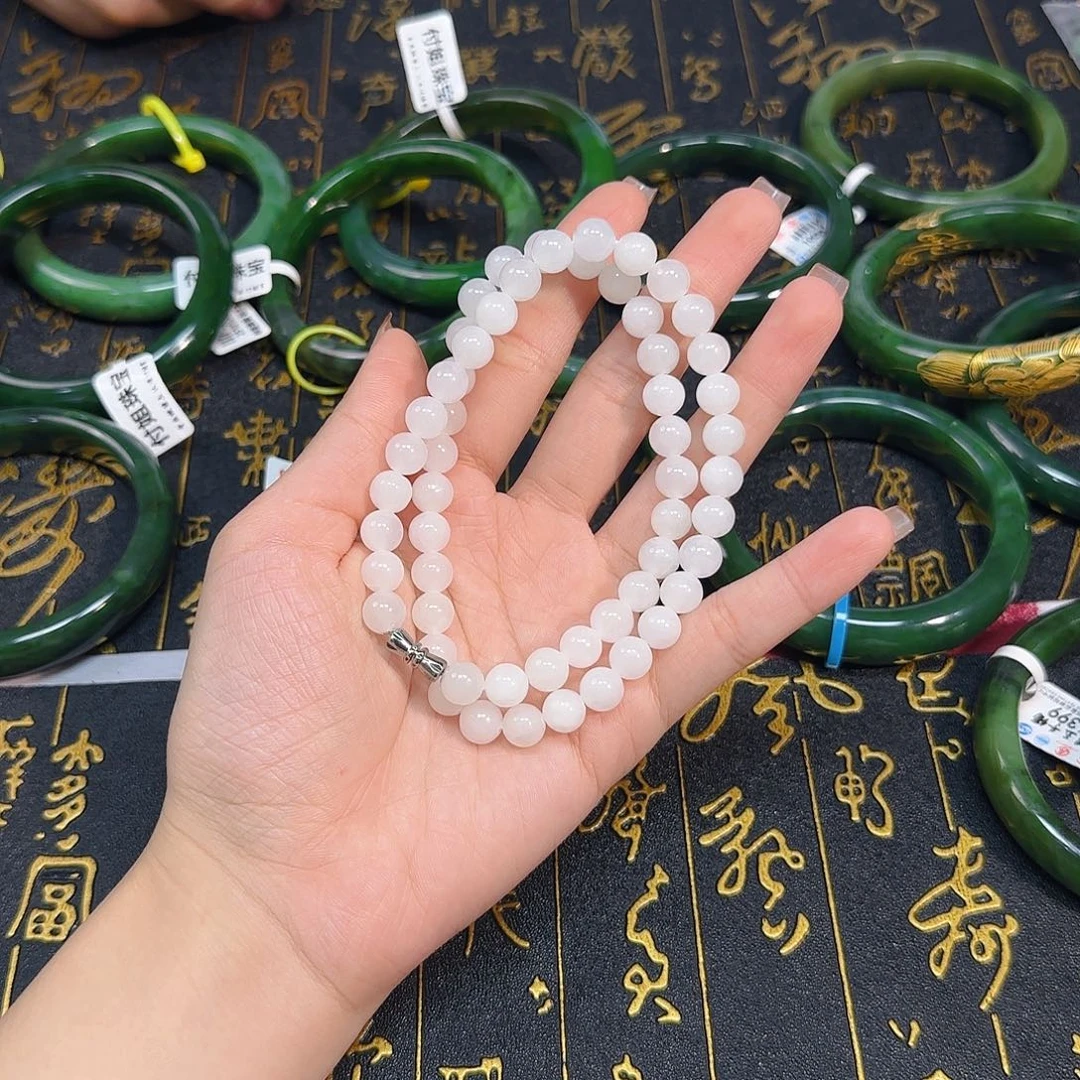 和田玉未镶嵌颈饰白玉妈妈链8