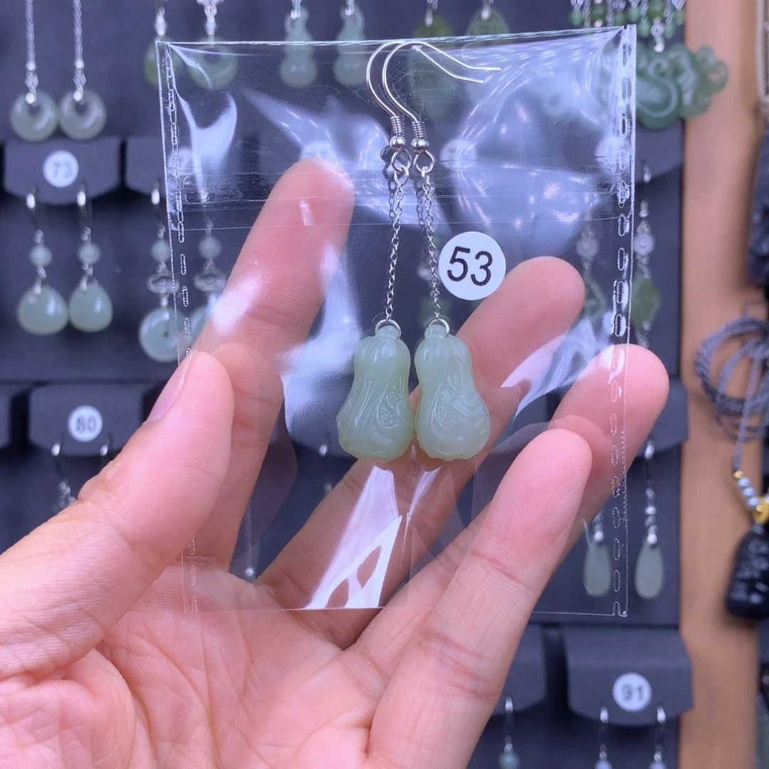 和田玉耳饰银S925镶嵌辉****2