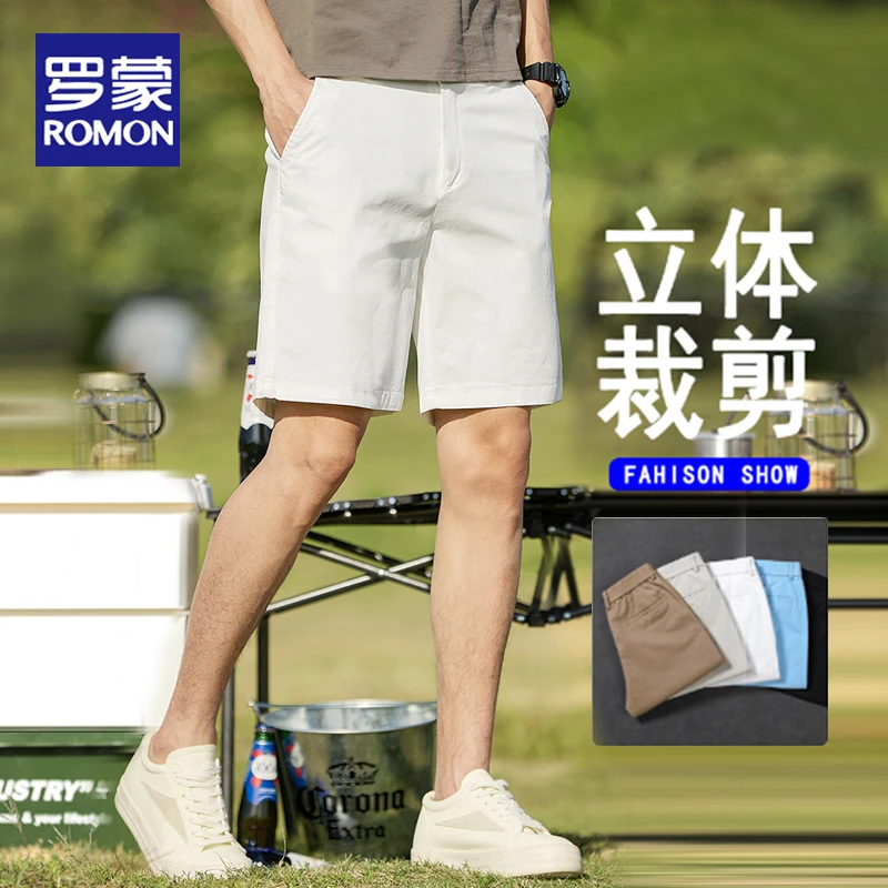 罗蒙五分短裤男士夏季新款薄款宽松休闲冰丝潮牌速干透气户外中裤