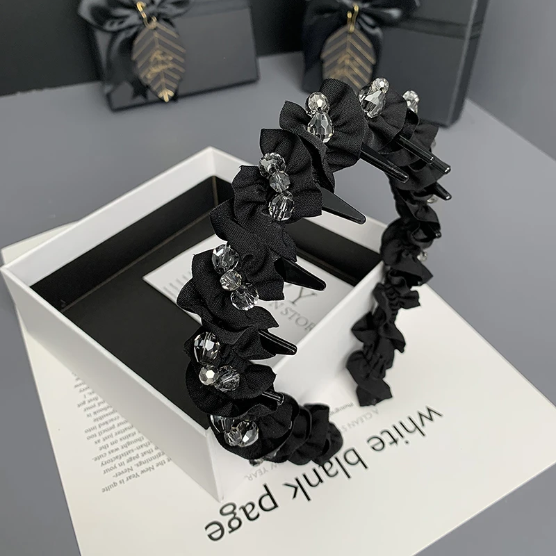 巴黎王妃发箍高颅顶轻奢带齿头箍高级感时尚洋气手工串珠发捆头饰