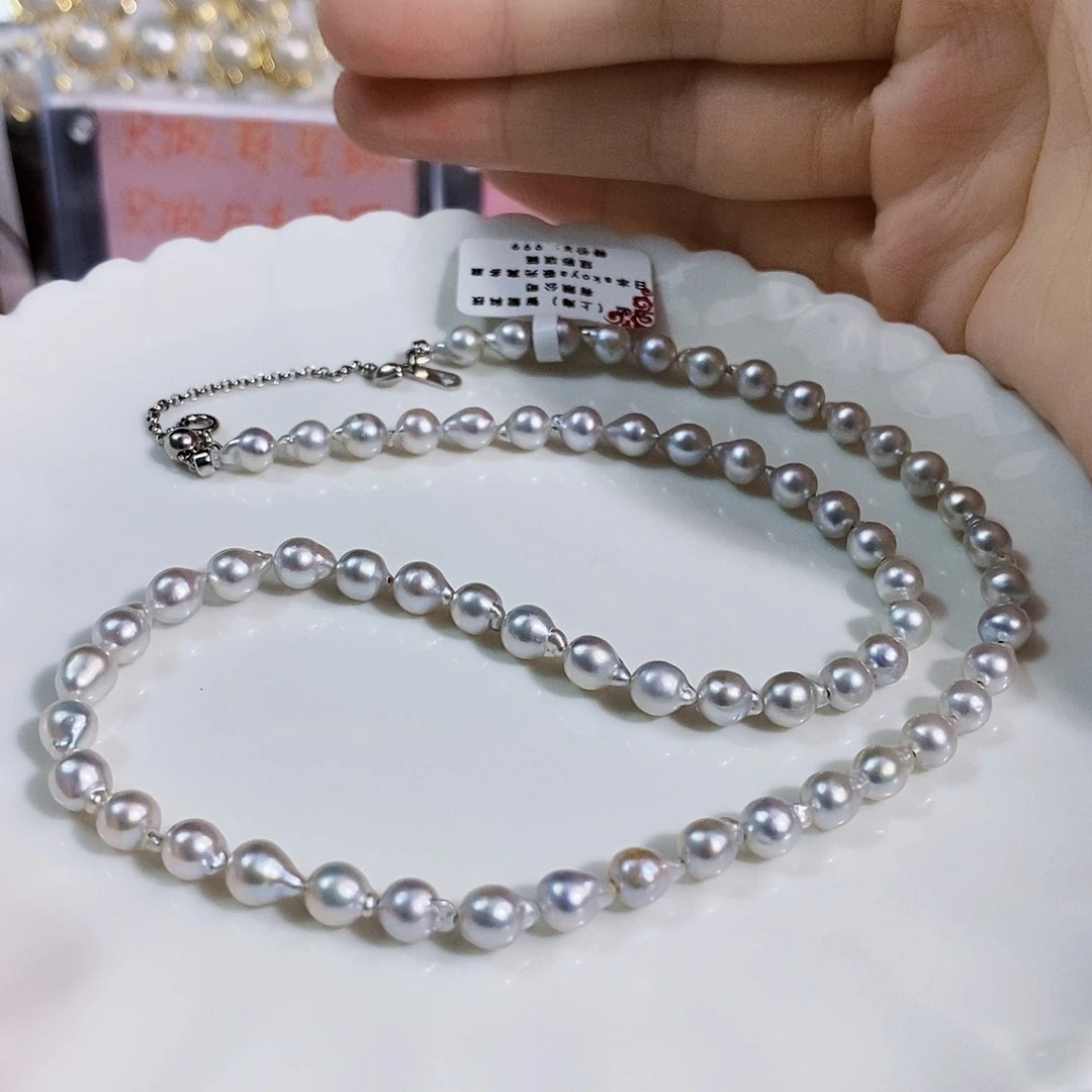 未镶嵌海水珍珠特价天然真多麻微巴项链5.5mm