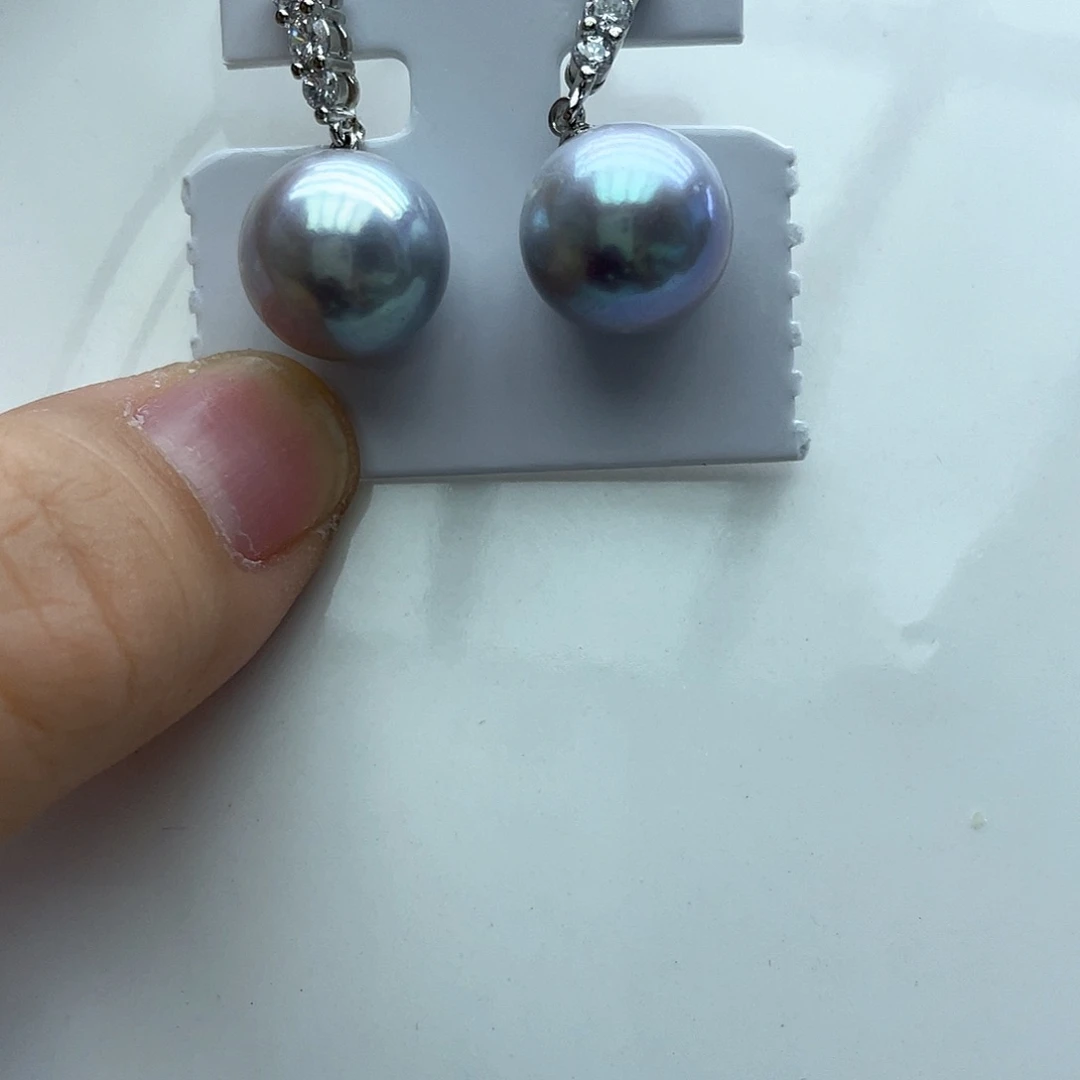 银S925镶嵌淡水珍珠耳饰