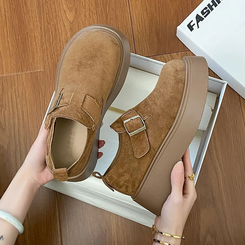 楠呱MAX厚底增高勃肯鞋2025春季新款女鞋小个子单鞋女脚蹬乐福鞋