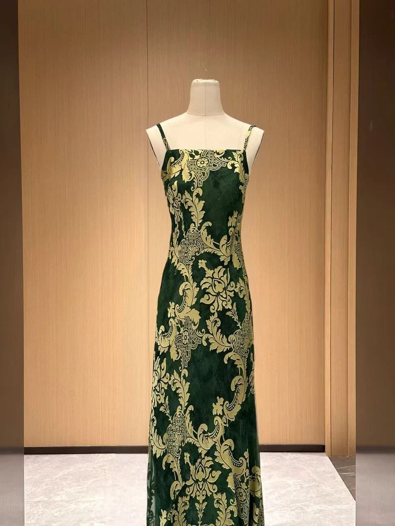 【雅乔定制】浓翠华金吊带版 修身剪花鱼尾吊带连衣裙DYYY-25055954