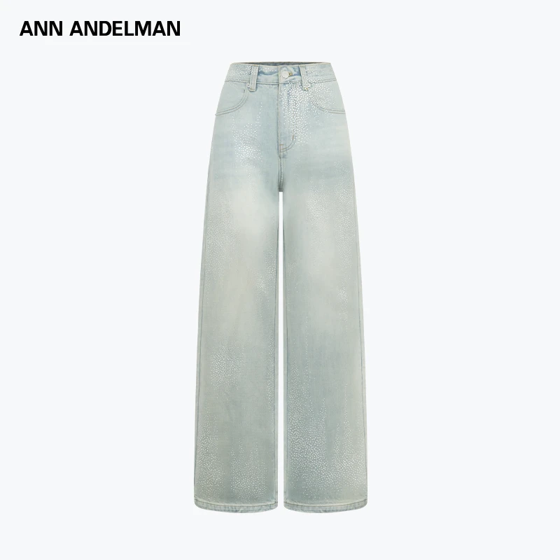 ANN ANDELMAN【商场同款新品】25春夏时尚设计师碎钻细闪烫钻牛仔裤