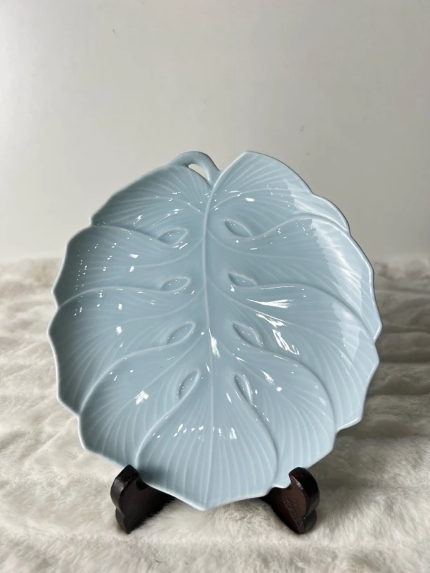 单只 香兰社14cm青瓷叶子盘