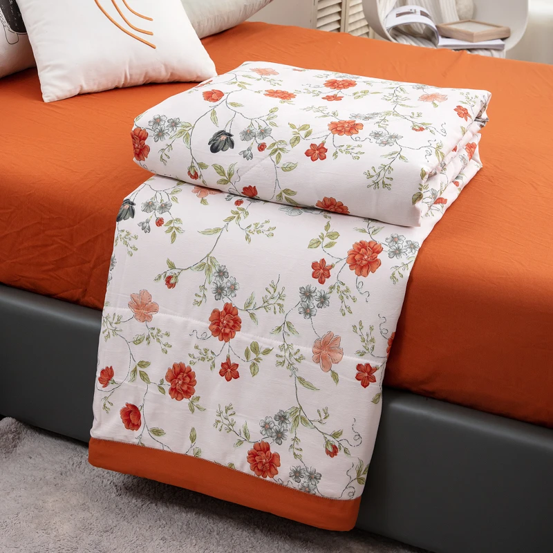 夏被水洗棉麻夏凉被双层纱大豆夏被空调被可机洗薄凉感被子单人被