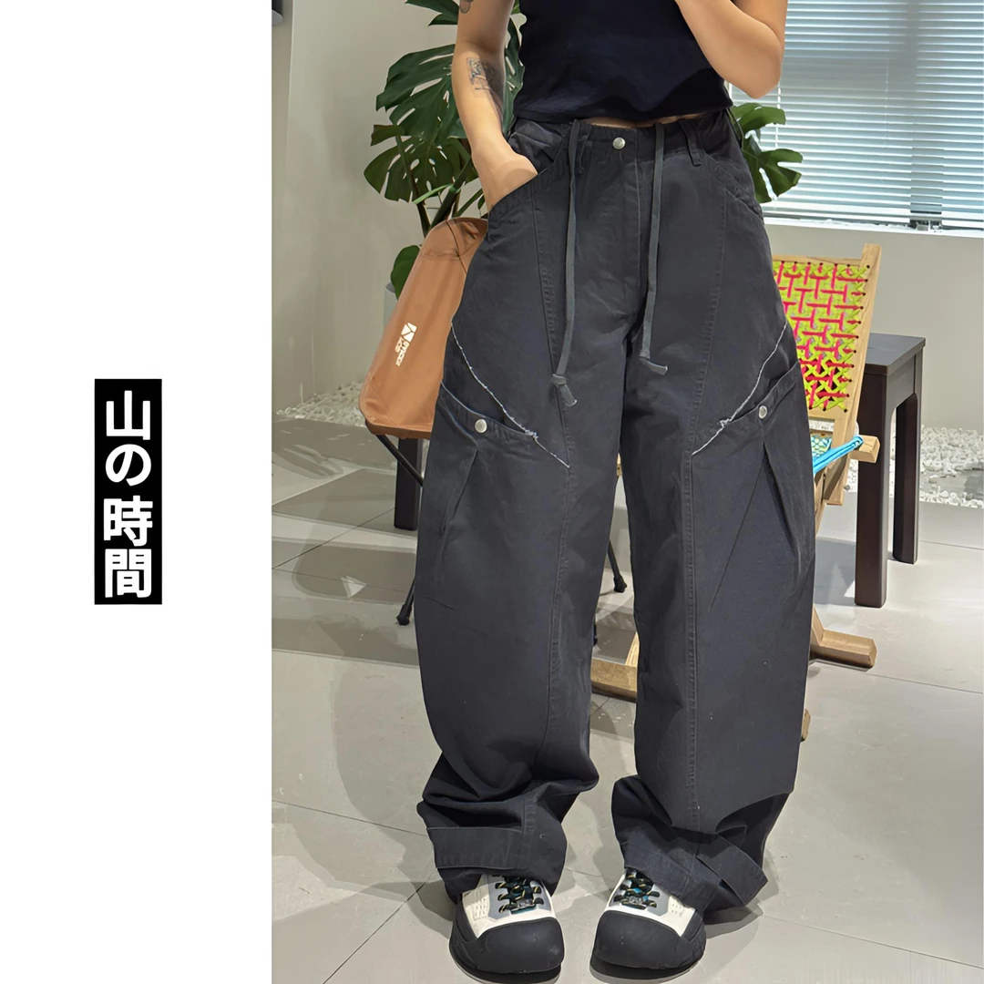 安克森日系复古宽松百搭休闲裤大口袋工装裤